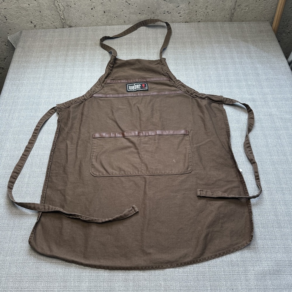 Weber Apron Adjustable Brown BBQ Grill Utility‎ Pocket Chef Barbecue Cook